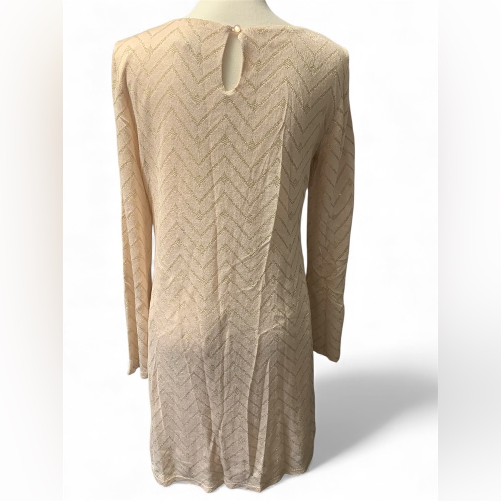 AUW Cream Chevron Long Sleeve Dress - Picture 2 of 10